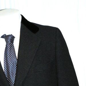 Rogers Peet Charcoal Hideaway Button Heavy Velvet Collar Chesterfield Coat 39L